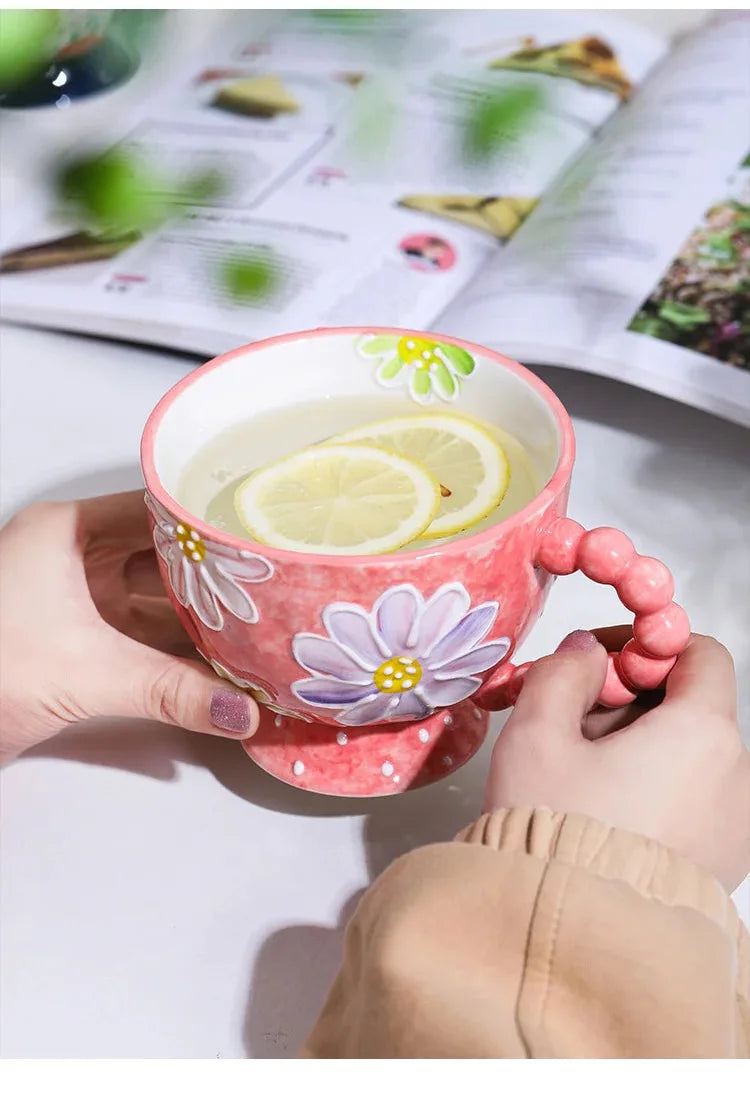 Handbemalte Keramiktassen – Süss & Grosse Kapazität