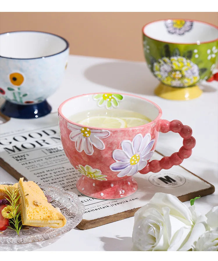 Handbemalte Keramiktassen – Süss & Grosse Kapazität