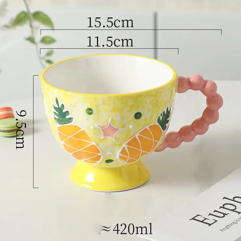 Handbemalte Keramiktassen – Süss & Grosse Kapazität