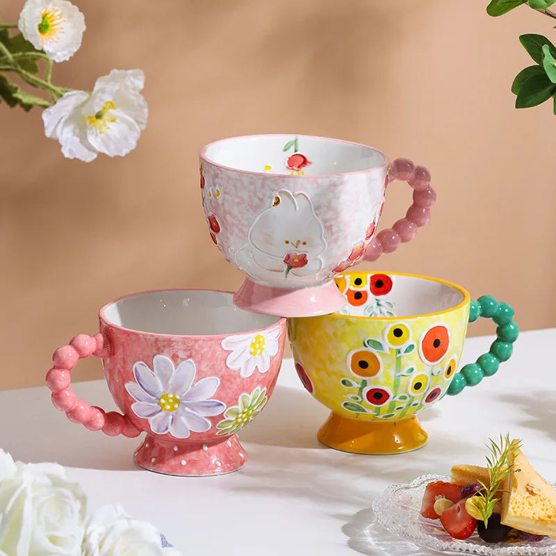 Handbemalte Keramiktassen – Süss & Grosse Kapazität
