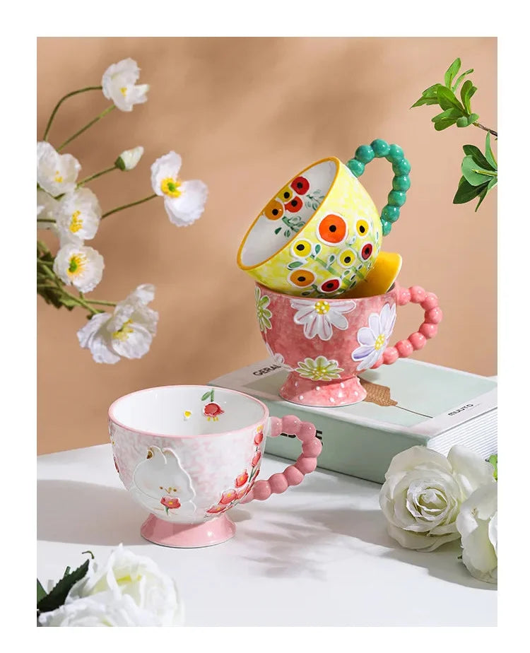 Handbemalte Keramiktassen – Süss & Grosse Kapazität