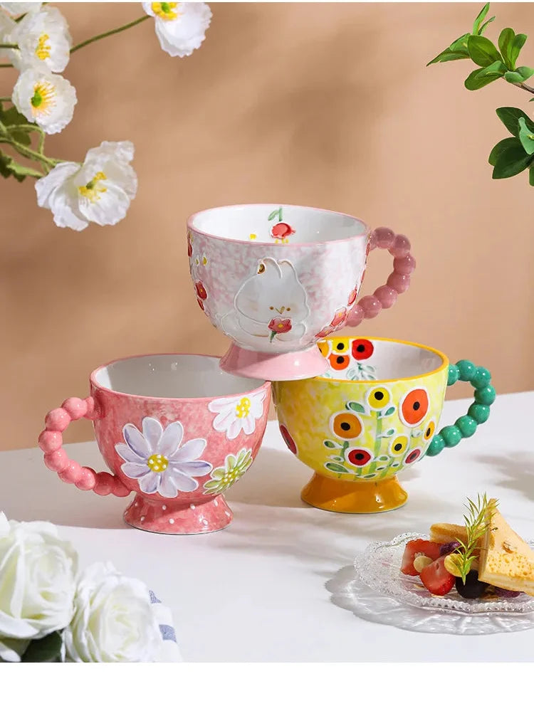 Handbemalte Keramiktassen – Süss & Grosse Kapazität