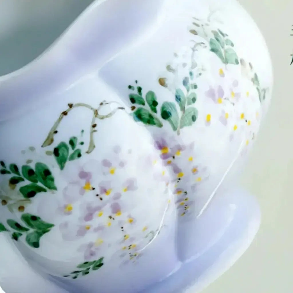 mehrfarbige, handbemalte Keramikvase im Landhausstil 12.8x15.6cm