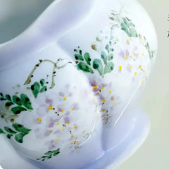 mehrfarbige, handbemalte Keramikvase im Landhausstil 12.8x15.6cm