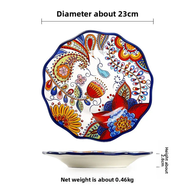 Handbemalter Keramikteller – Blumendesign – Tafel