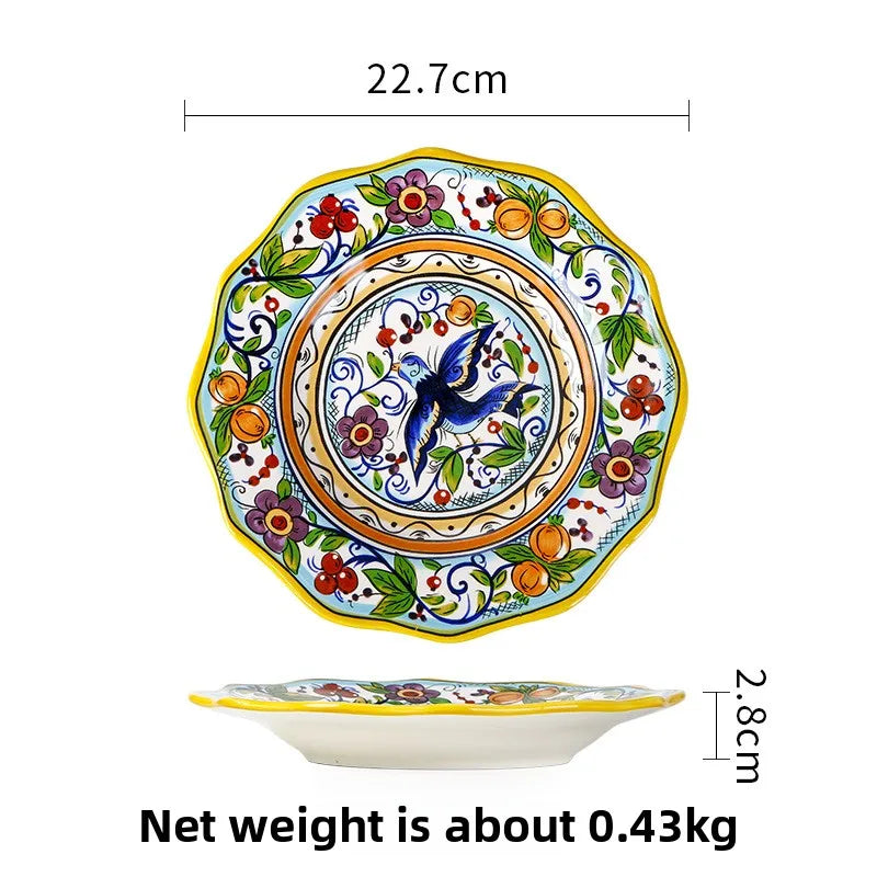 Handbemalter Keramikteller – Blumendesign – Tafel