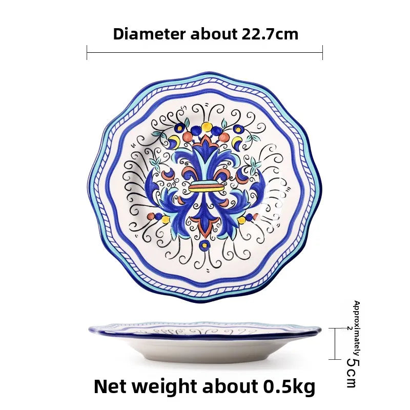 Handbemalter Keramikteller – Blumendesign – Tafel