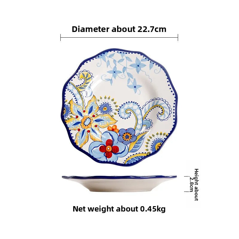 Handbemalter Keramikteller – Blumendesign – Tafel