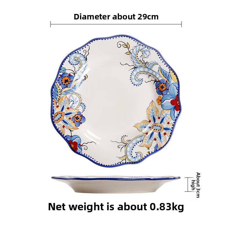 Handbemalter Keramikteller – Blumendesign – Tafel