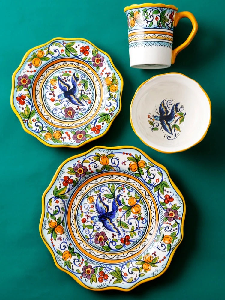 Handbemalter Keramikteller – Blumendesign – Tafel