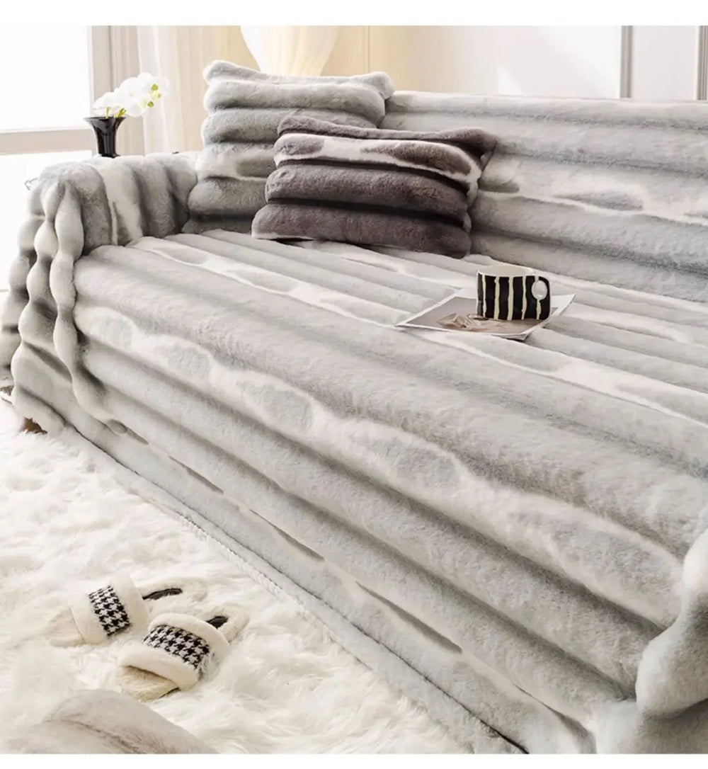 Nordischer Sofaüberwurf aus Polyester in Pink 180x200 cm