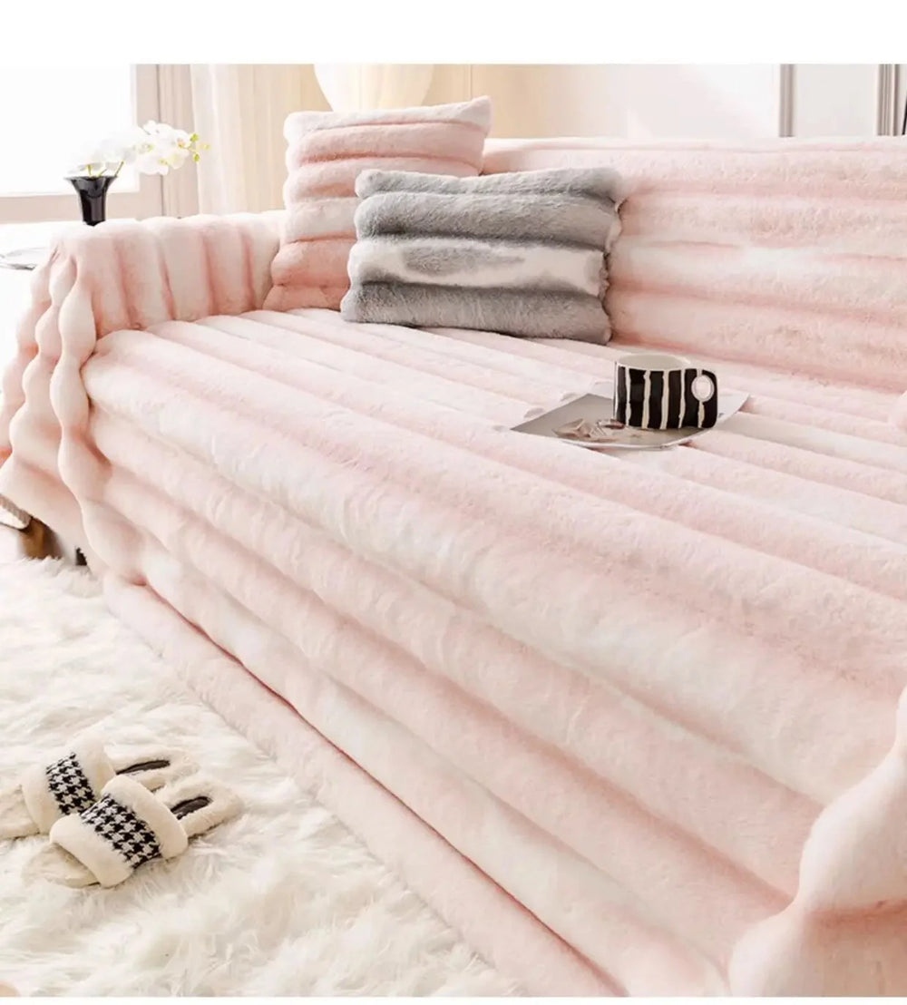 Nordischer Sofaüberwurf aus 100% Polyester in Orange, Grösse 180x200 cm