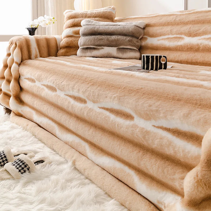 Hasenplüsch Sofaüberwurf in Dunkelgrau, nordisches Design, 180x200 cm, für Wohnzimmer