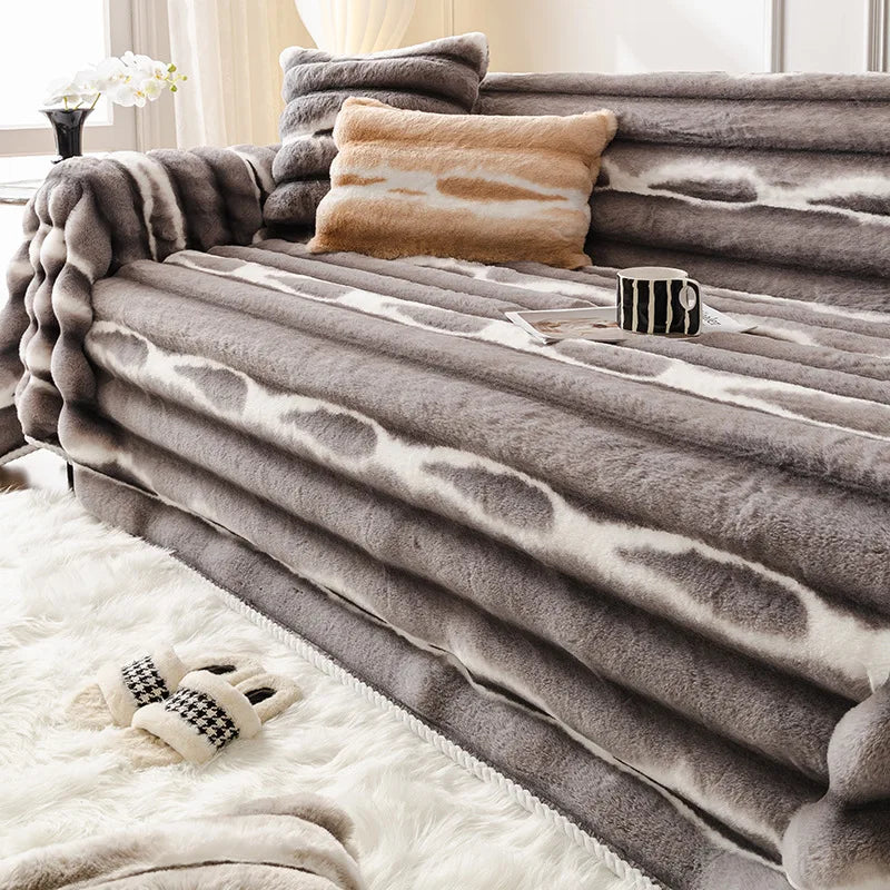 Nordischer Sofaüberwurf aus 100% Polyester, Farbe Orange, Grösse 180x200 cm, perfekt für Wohnzimmer