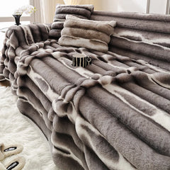 Hasenplüsch Sofaüberwurf in nordischem Stil, Farbe: Orange, Grösse: 180x200cm