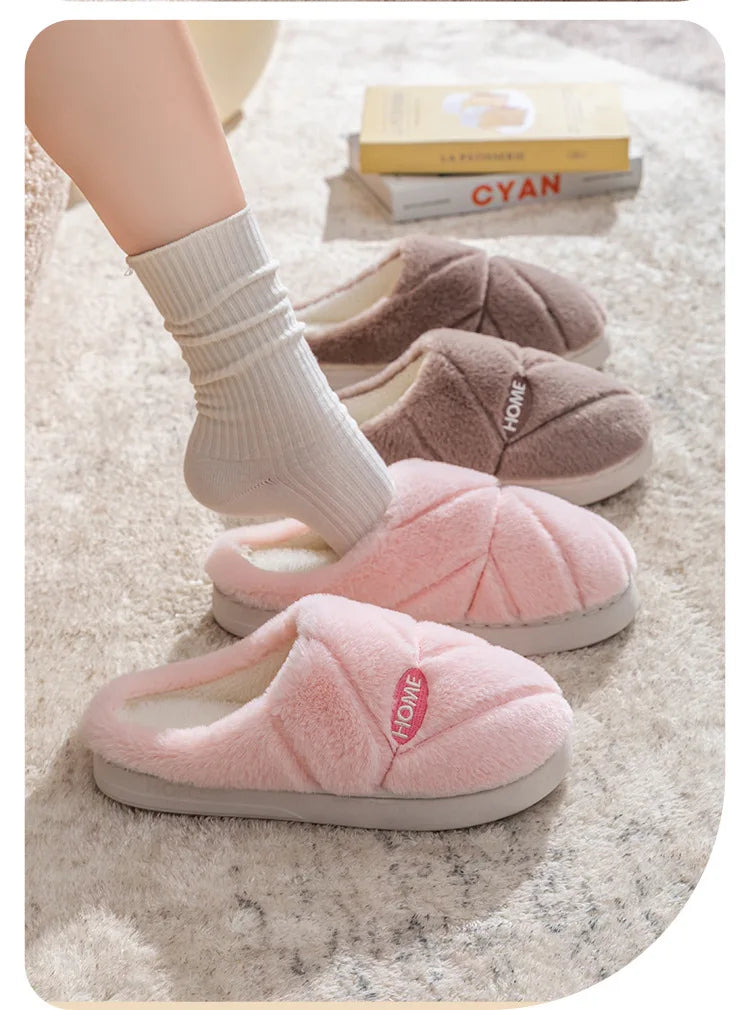 Kuschelige Flanell-Hausschuhe aus Baumwolle in grau, Grösse 40-41