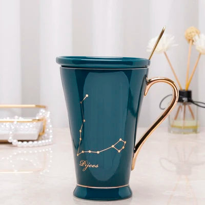 Zodiac Keramikbecher - Rosa Marmor Design, 400ml