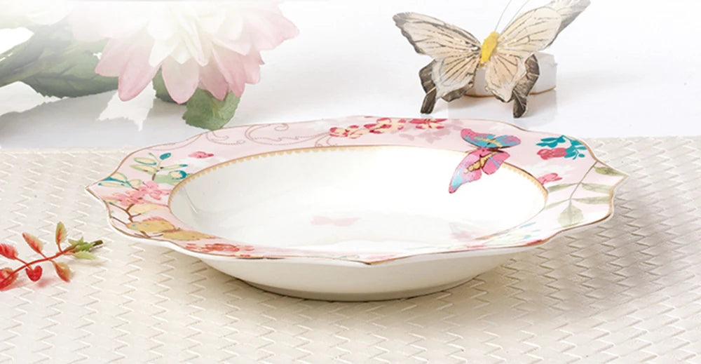 Keramik Geschirrset – Florales Design – Porzellan