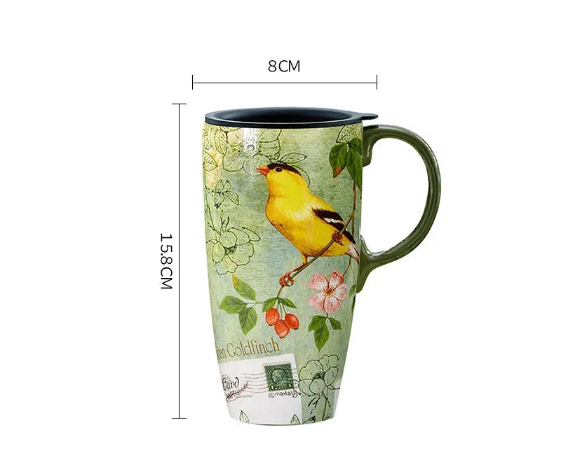 Kaffee Tasse – Keramik Cartoon mit Deckel – 500ml