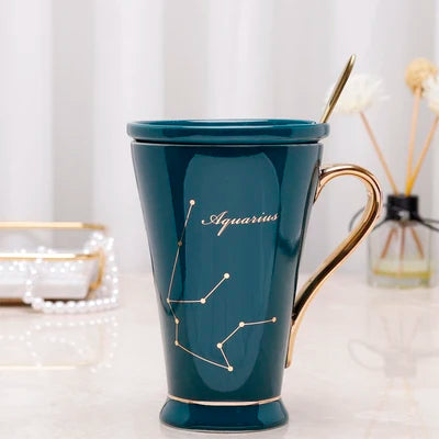 Zodiac Keramikbecher - Rosa Marmor Design, 400ml