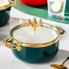 Nordische Keramikschüssel – Porzellan mit Deckel – 16 x 11 cm