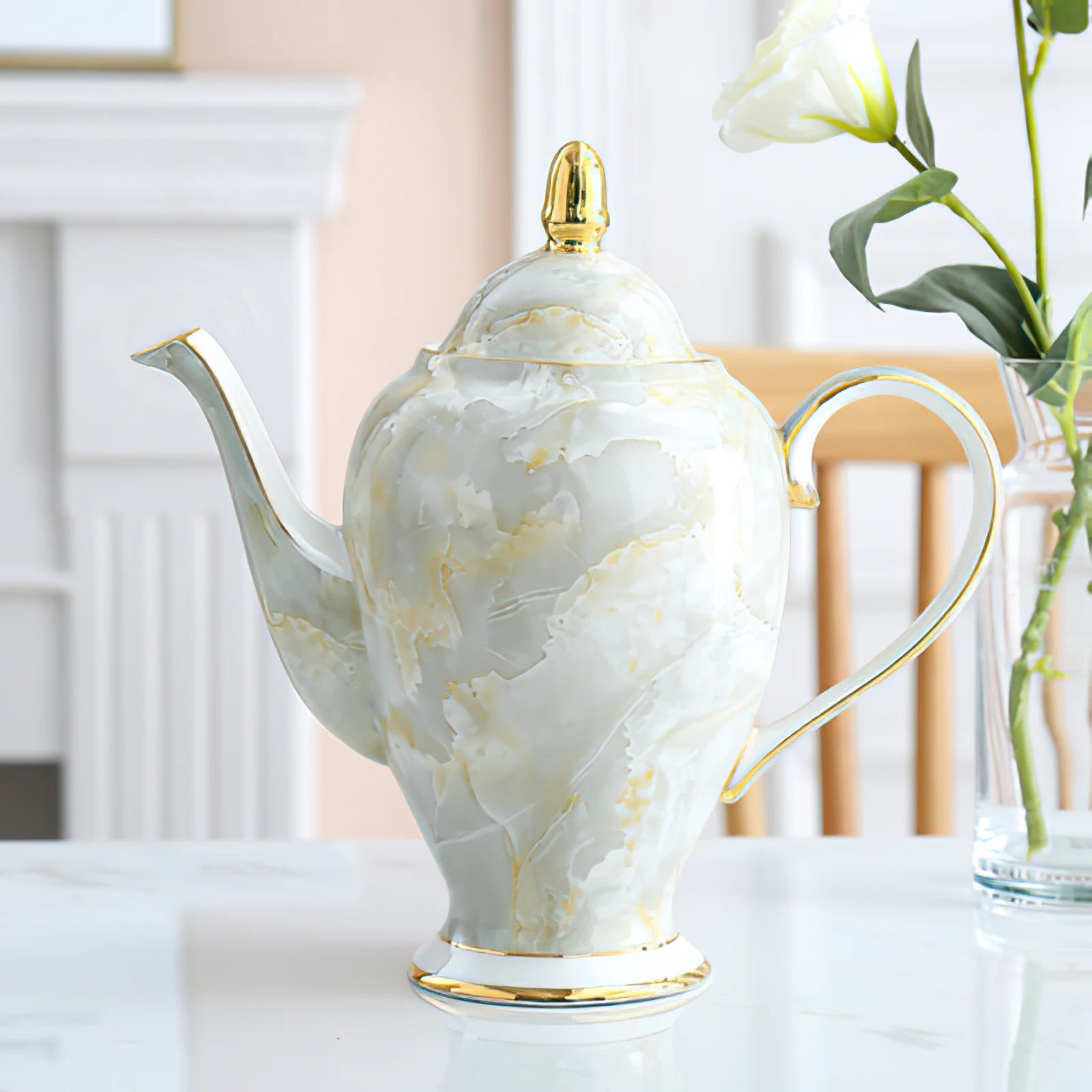 Nordisches Teekannenset – Keramik Handmade mit Goldeinlage