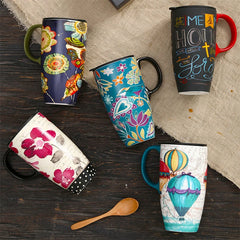 Kaffee Tasse – Keramik Cartoon mit Deckel – 500ml