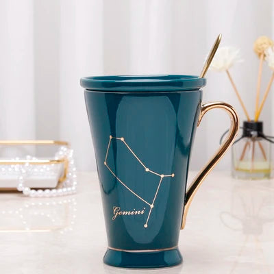 Zodiac Keramikbecher - Rosa Marmor Design, 400ml