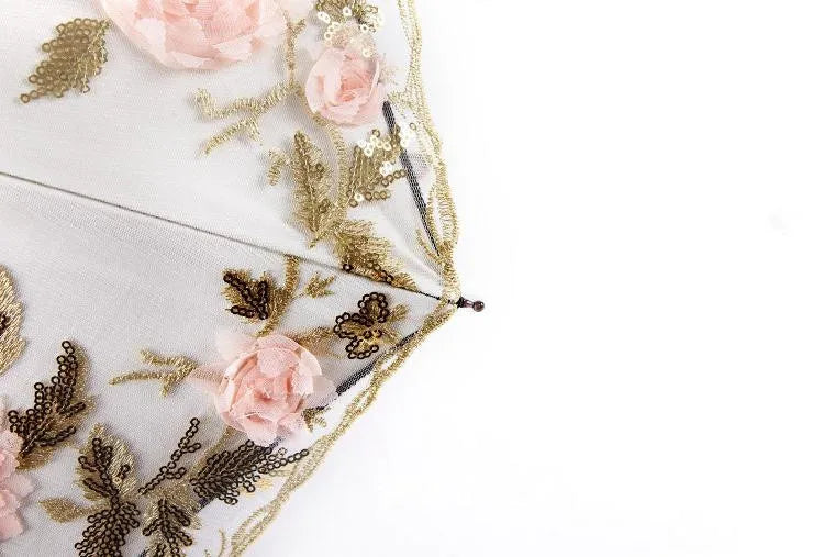 Doppellagiger Spitzen-Schirm – Elegantes Blumendesign
