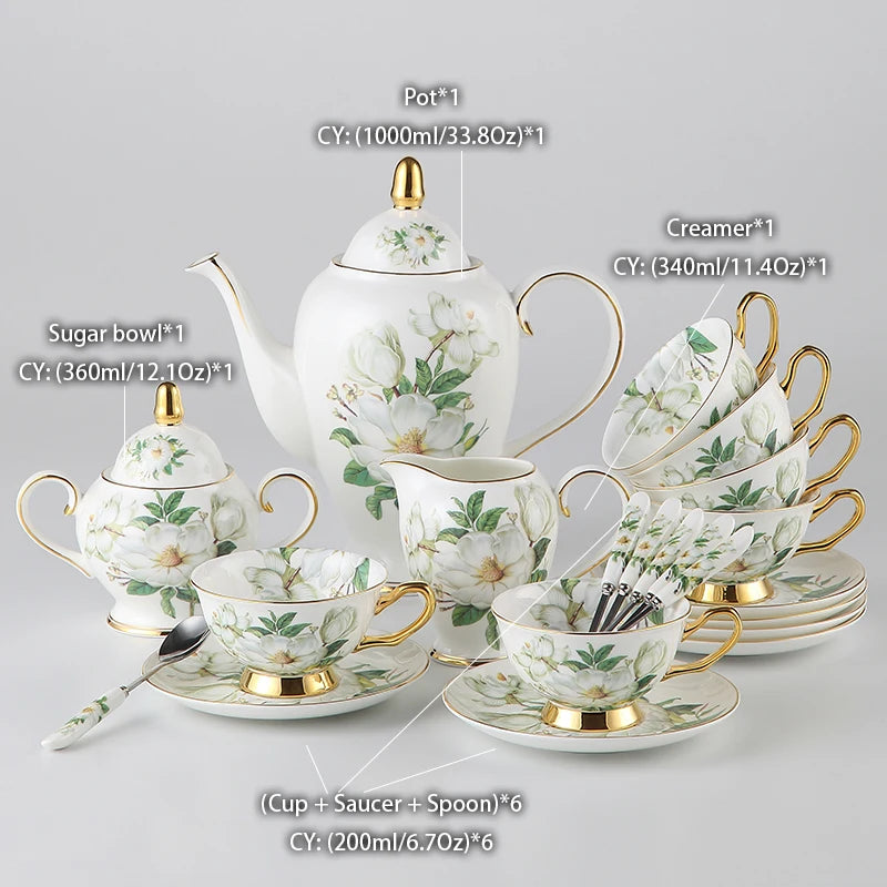 Camellia Kaffeeset – Vintage Bone China – Komplettset für Tee & Kaffee