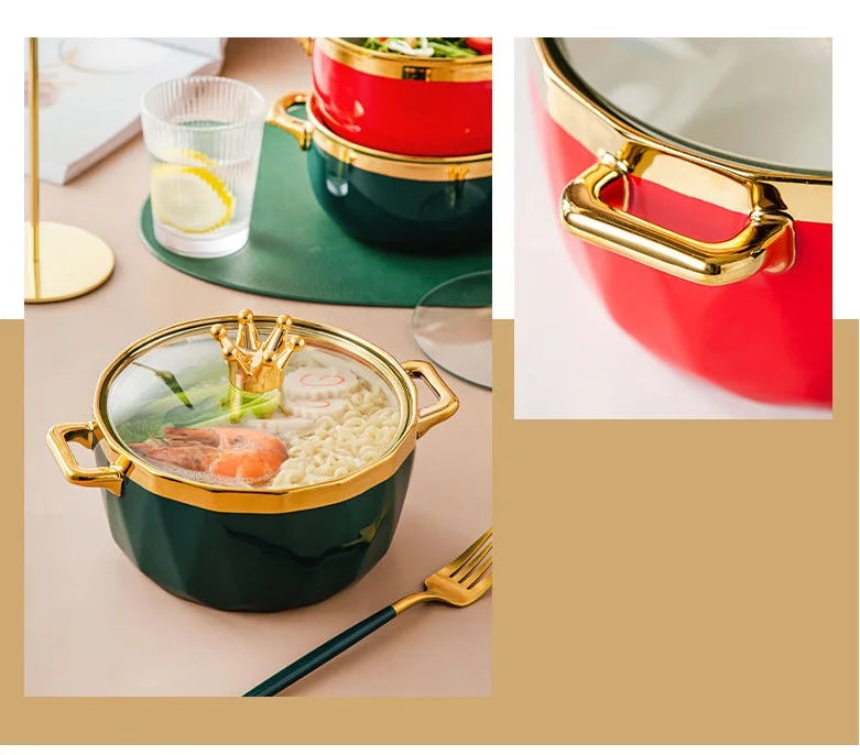 Nordische Keramikschüssel – Porzellan mit Deckel – 16 x 11 cm