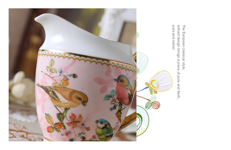 Pink Bird China Set – Elegantes Feinporzellan – Mehrteilig