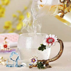 Emaillierte Teetasse – Modernes Glas mit Deckel 350ml