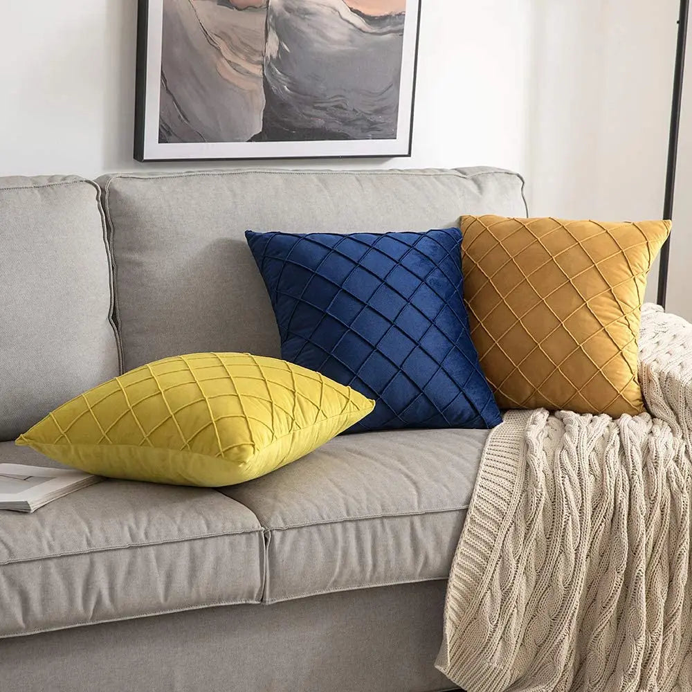 Geometrischer Kissenbezug – Samt Boho – 45x45cm