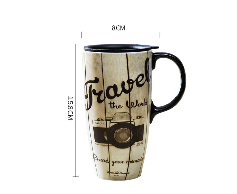 Kaffee Tasse – Keramik Cartoon mit Deckel – 500ml