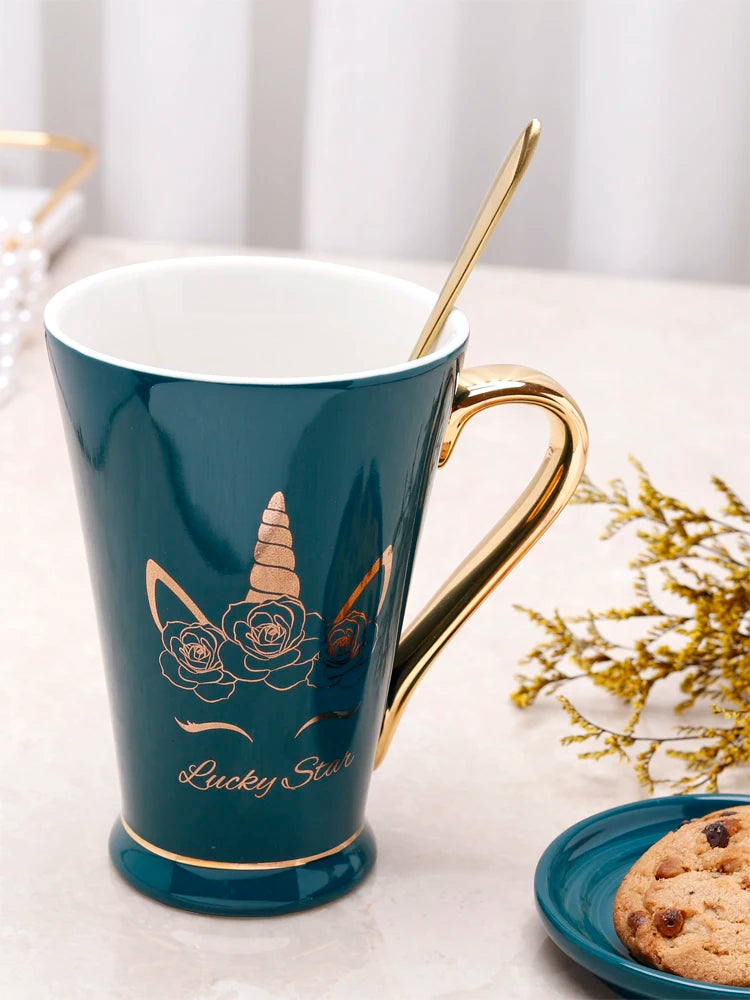 Zodiac Keramikbecher - Rosa Marmor Design, 400ml