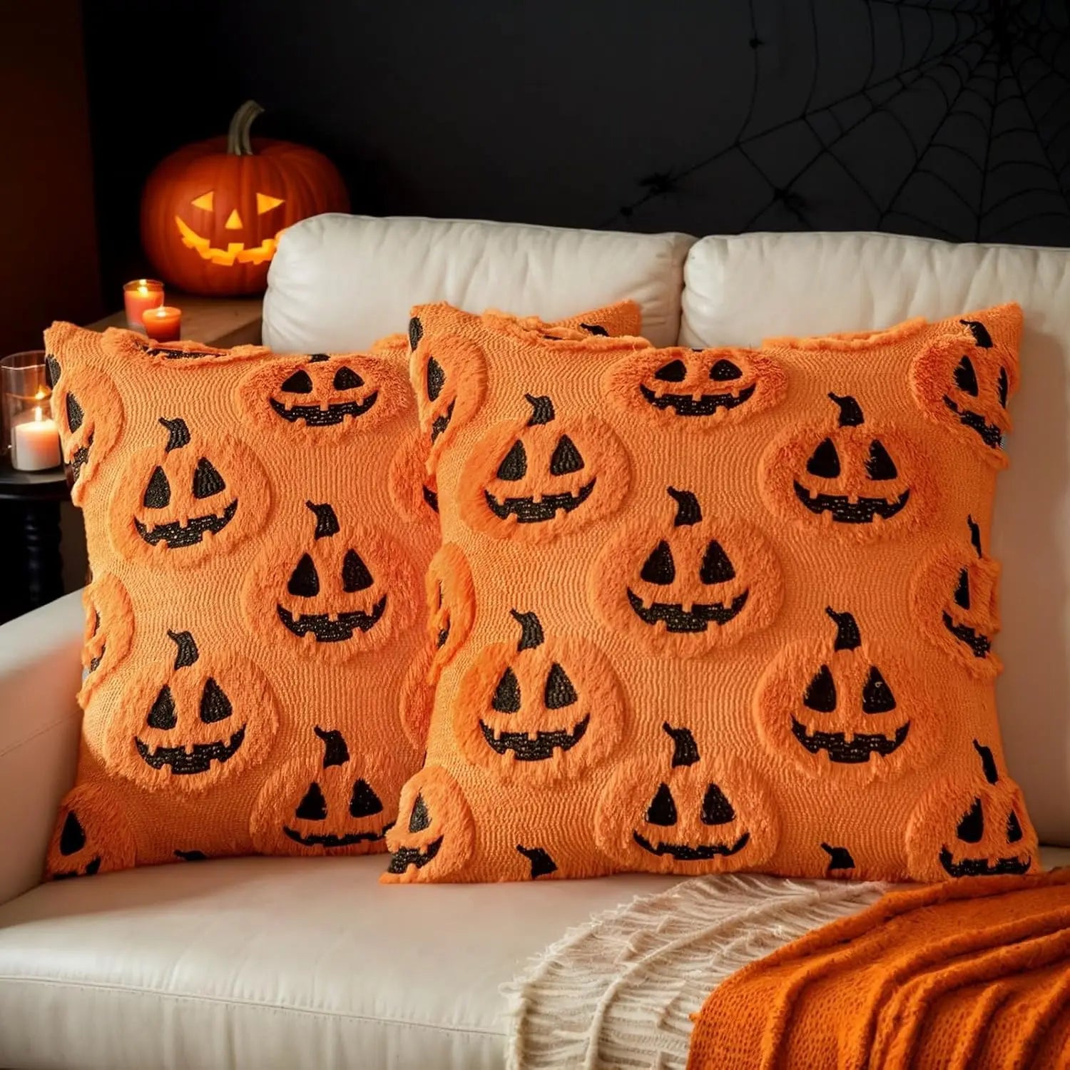 Herbst Kissenbezüge – Faux Fur Strick – 45x45CM Rost