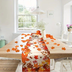 Herbst Tischläufer Leinen – Ahornblatt Design – 150x33cm