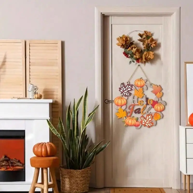 Herbstkranz - Holzdesign - Eingangstür Deko