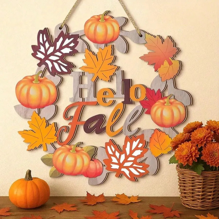 Herbstkranz - Holzdesign - Eingangstür Deko