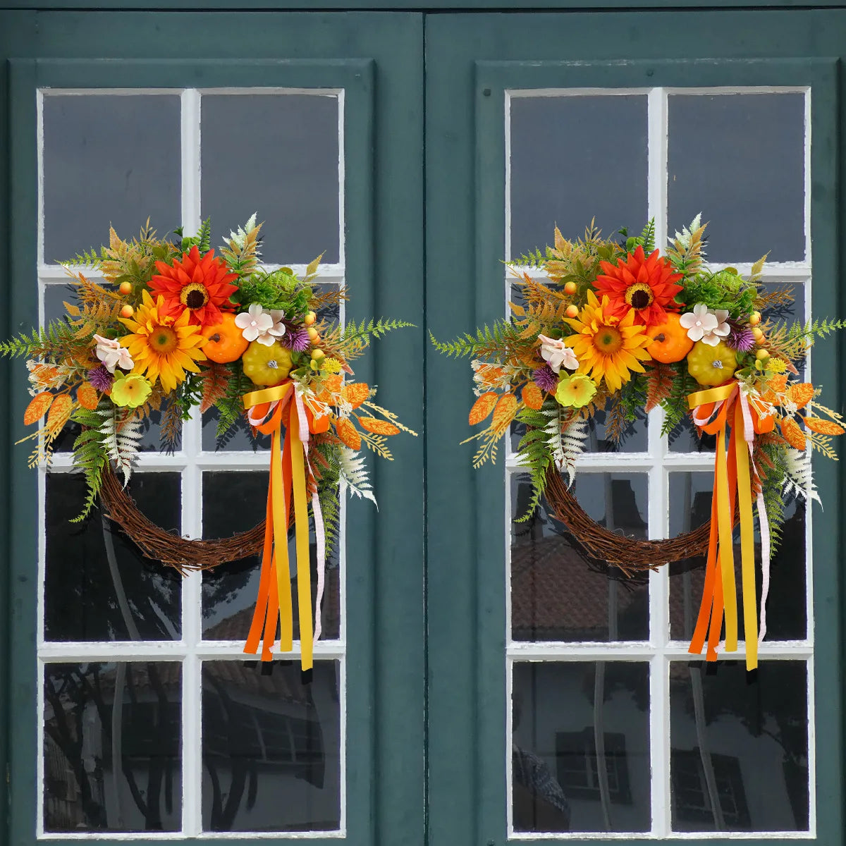 Herbstkranz – Seide & Rattan Design – Aussen Dekor