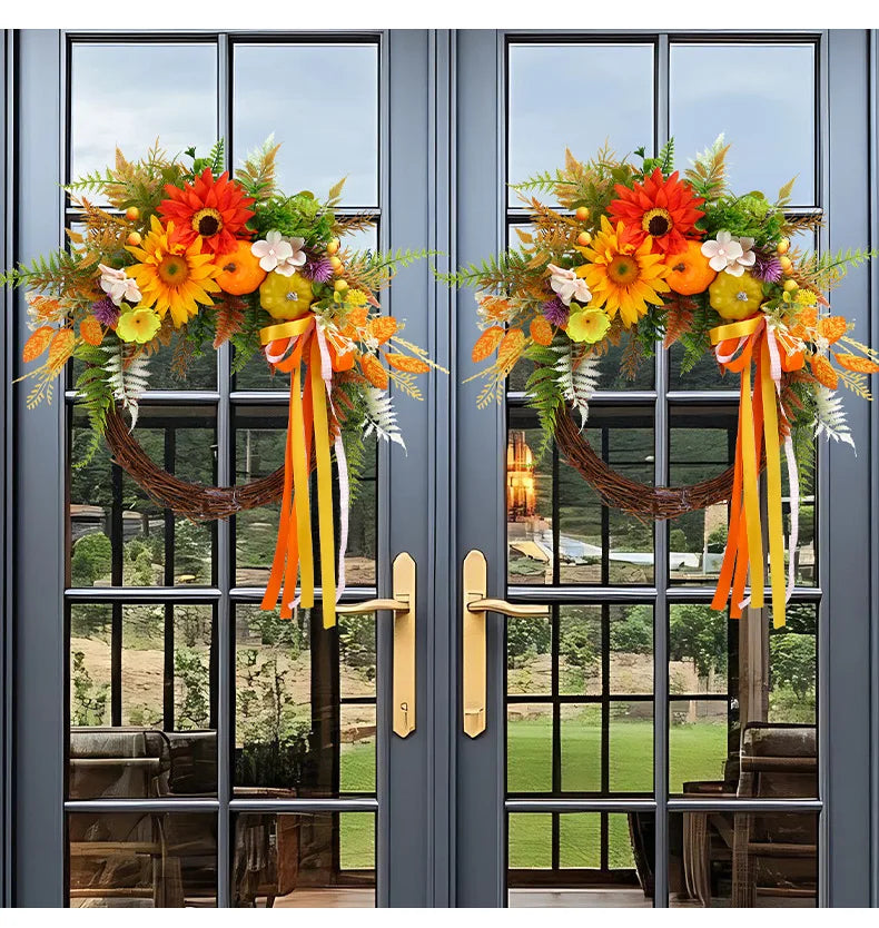 Herbstkranz – Seide & Rattan Design – Aussen Dekor