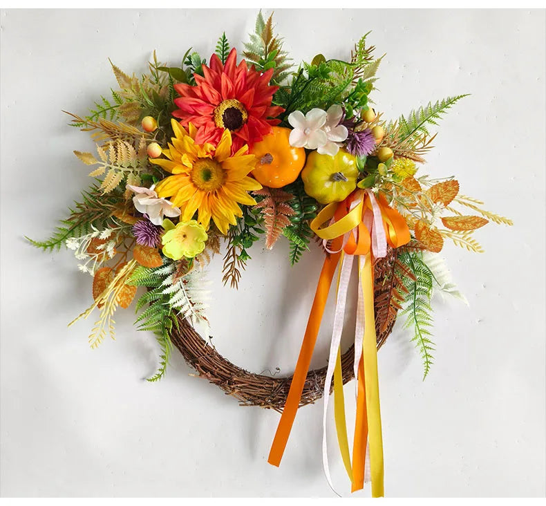 Herbstkranz – Seide & Rattan Design – Aussen Dekor