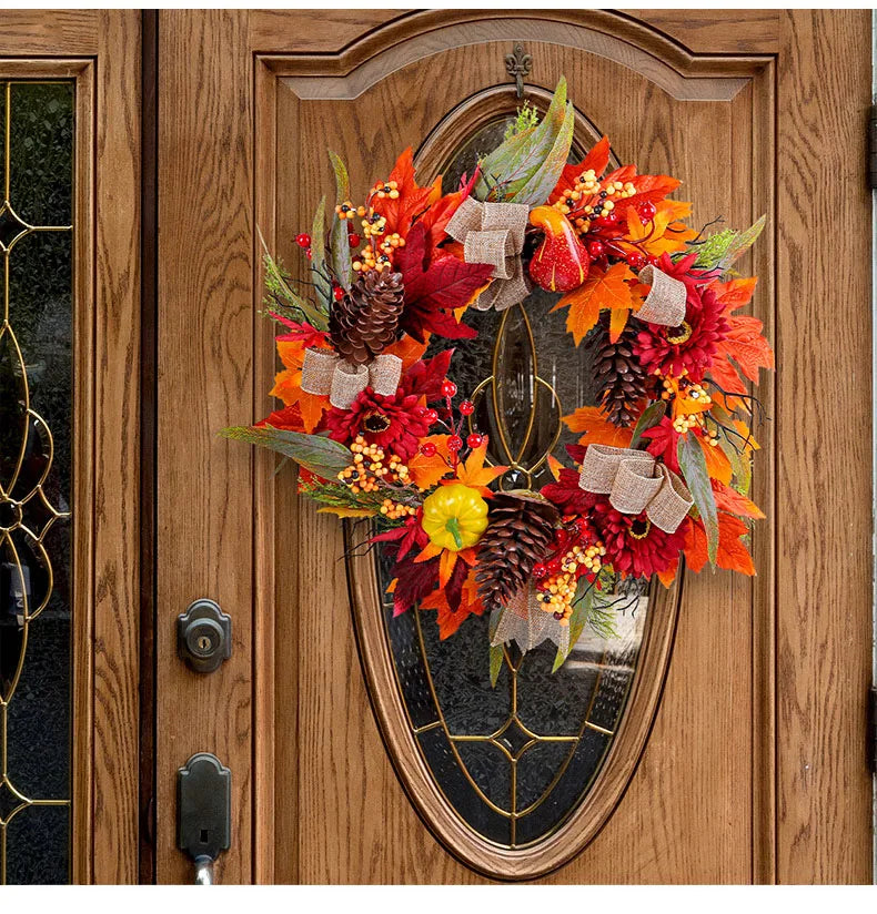 Herbstkranz – Seide & Rattan Design – Aussen Dekor