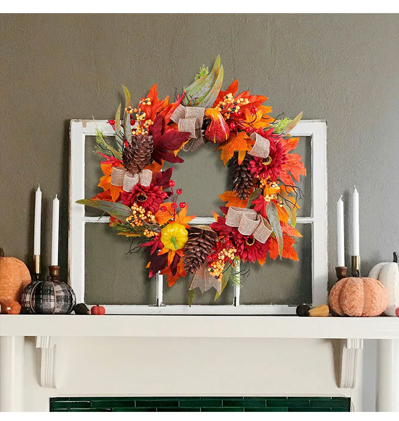 Herbstkranz – Seide & Rattan Design – Aussen Dekor