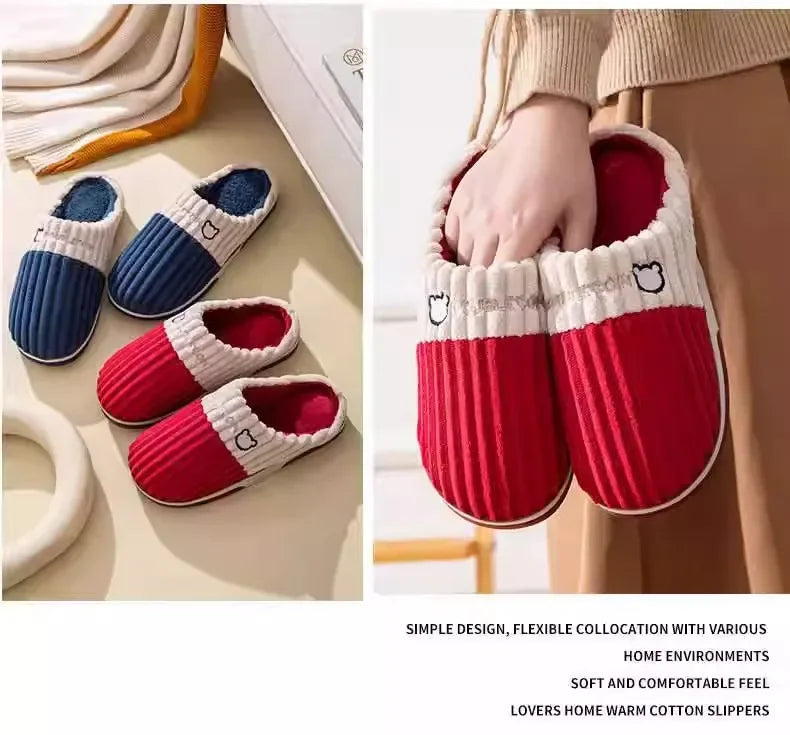 Herrenhausschuhe – Cord-Sohle rutschfest Winter