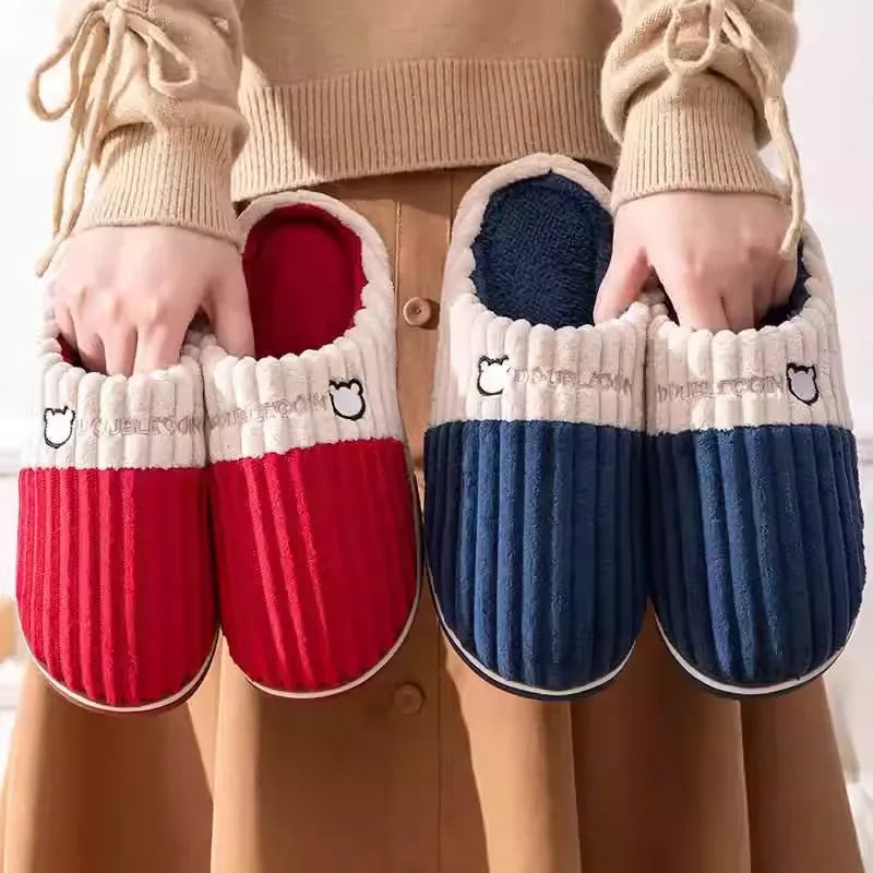 Herrenhausschuhe – Cord-Sohle rutschfest Winter