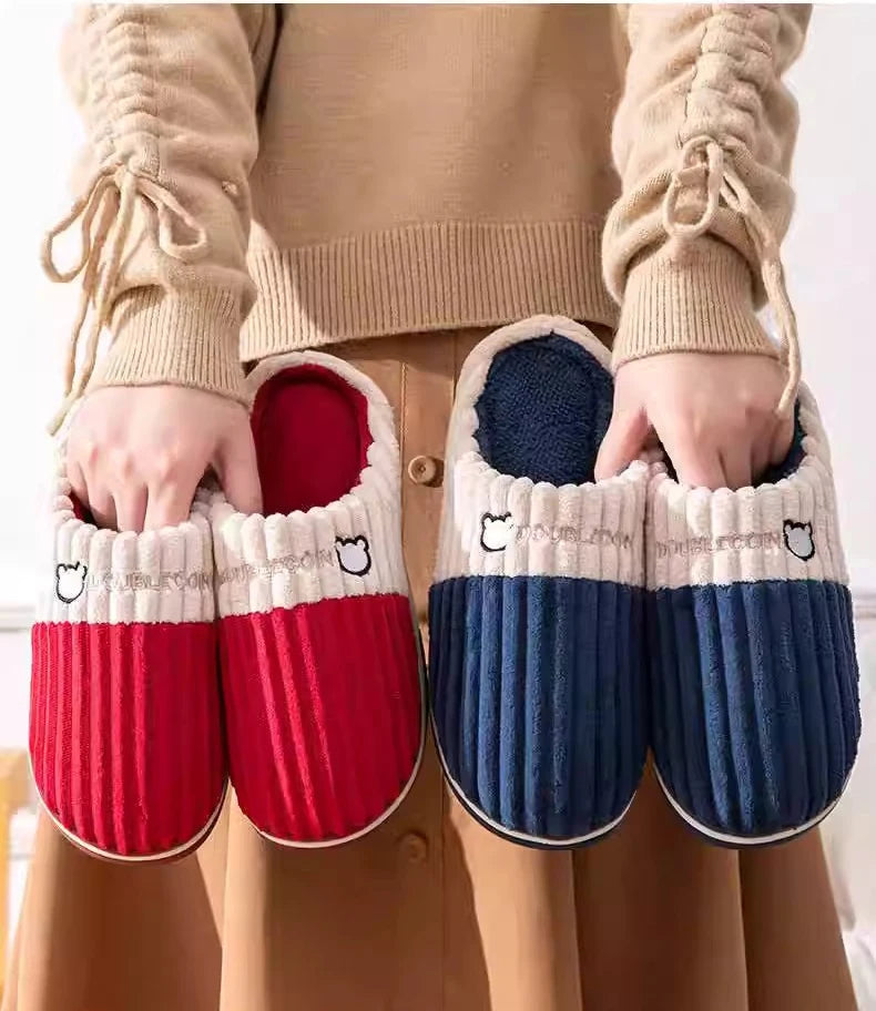 Herrenhausschuhe – Cord-Sohle rutschfest Winter