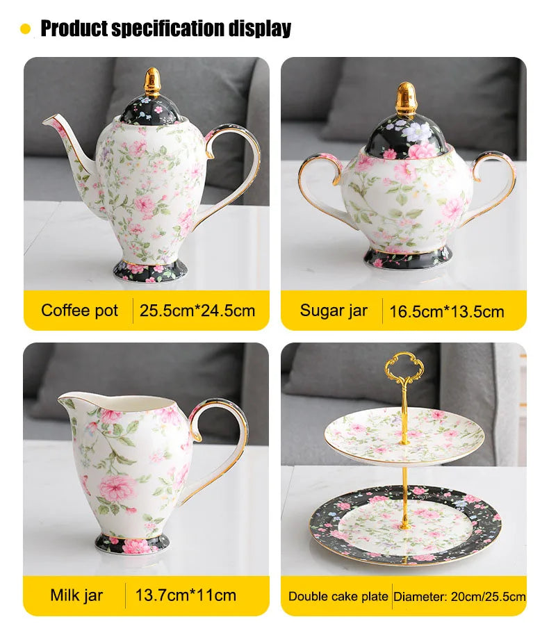 Teeset aus Bone China – Pastoralblume – Vielseitig