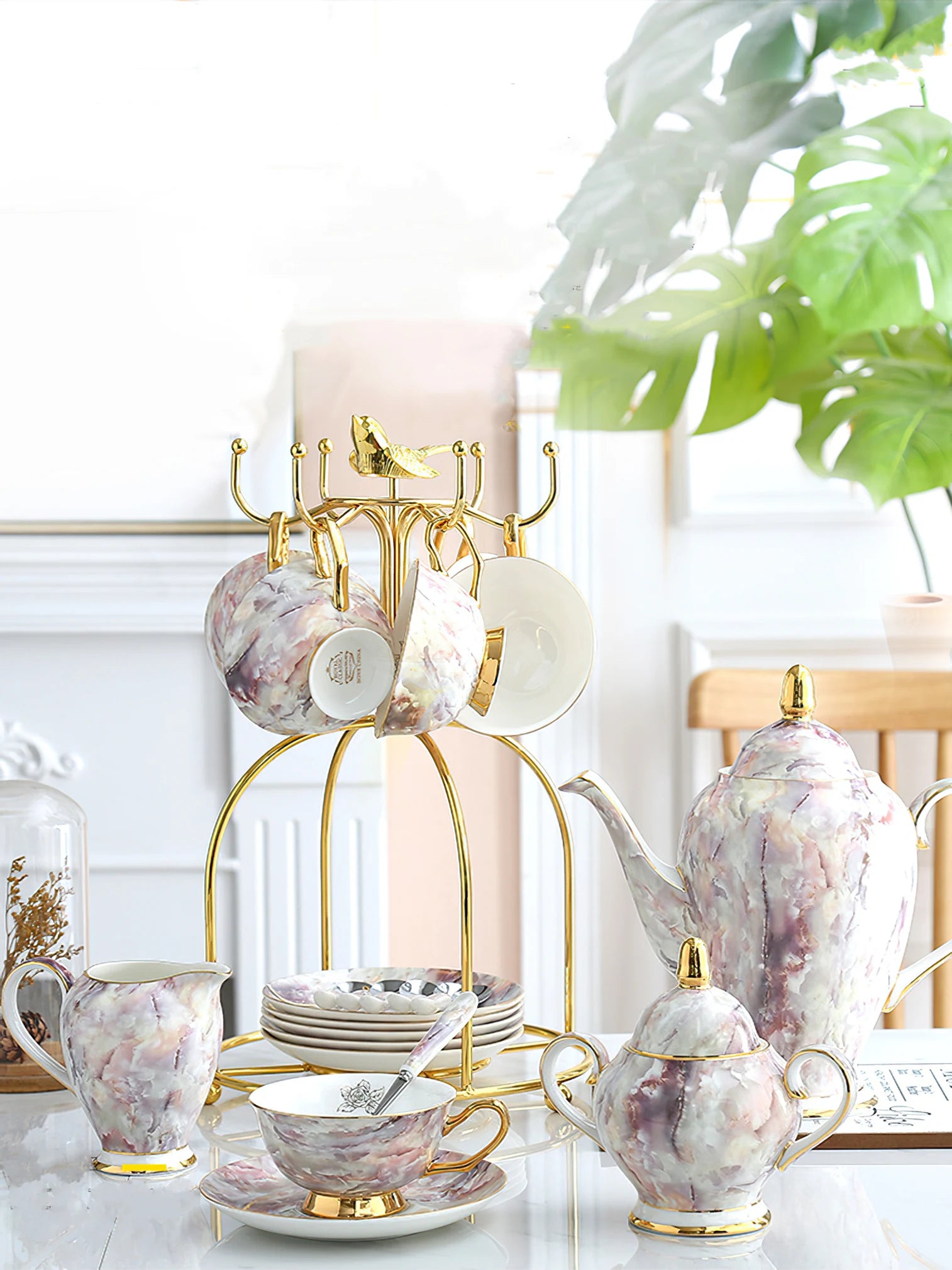 Nordisches Teekannenset – Keramik Handmade mit Goldeinlage